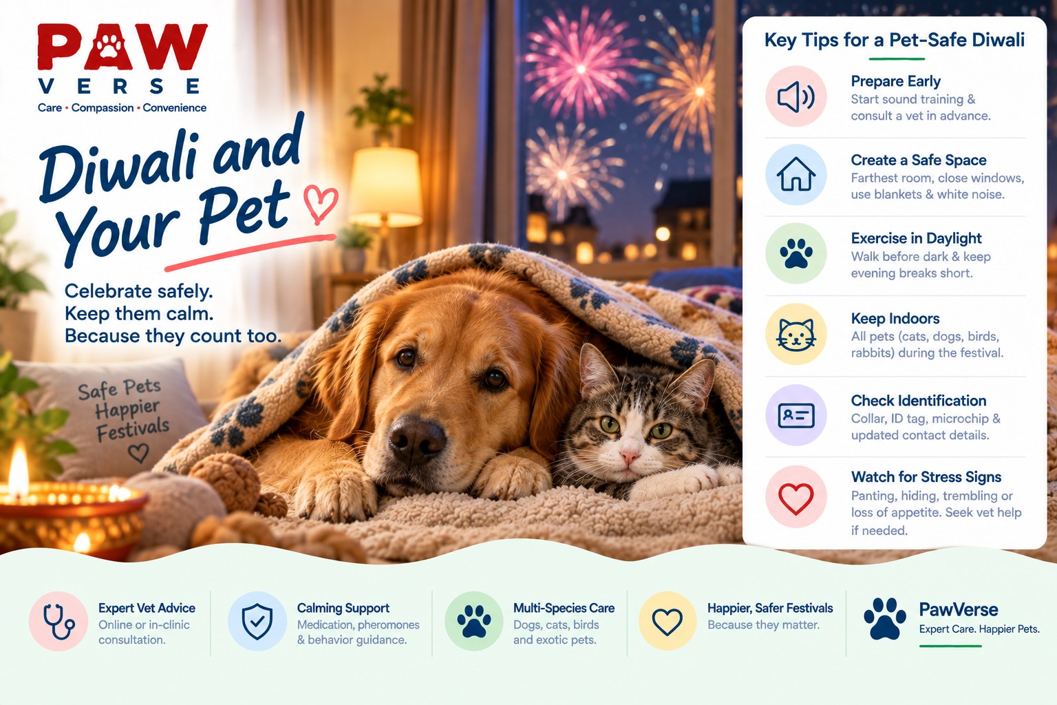 Diwali and Your Pet: How to Keep Them Safe From Fireworks