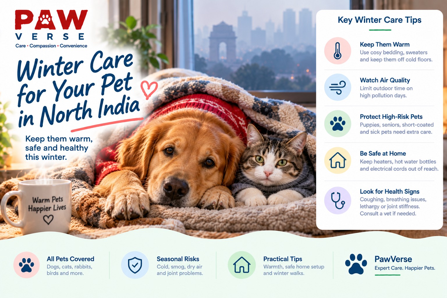 Winter Pet Care in North India: A Complete Guide to Cold, Smog, and Staying Healthy