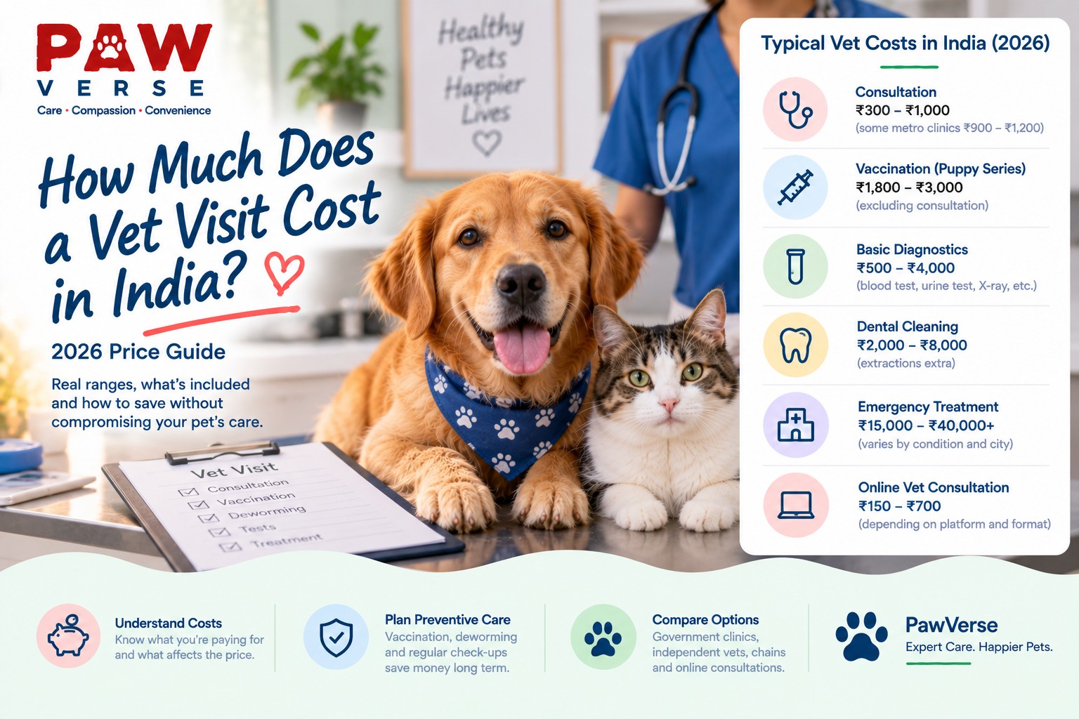 How Much Does a Vet Visit Cost in India? (2026 Price Guide)